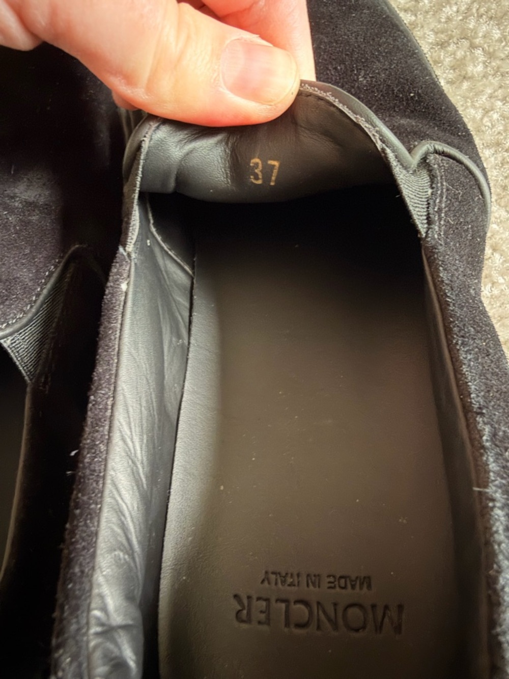 Moncler Black Suede Slip-On Loafers - Picture 5 of 7